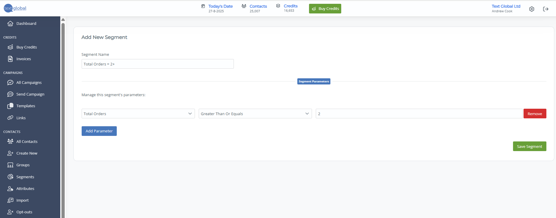 Bulk SMS Text Marketing Platform Manage Segments